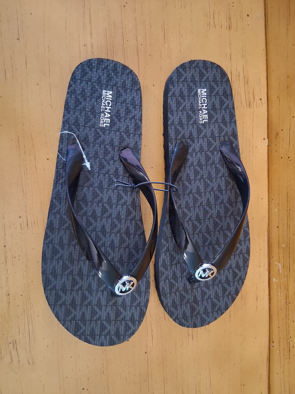 Michael Kors Black Logo Flip Flops